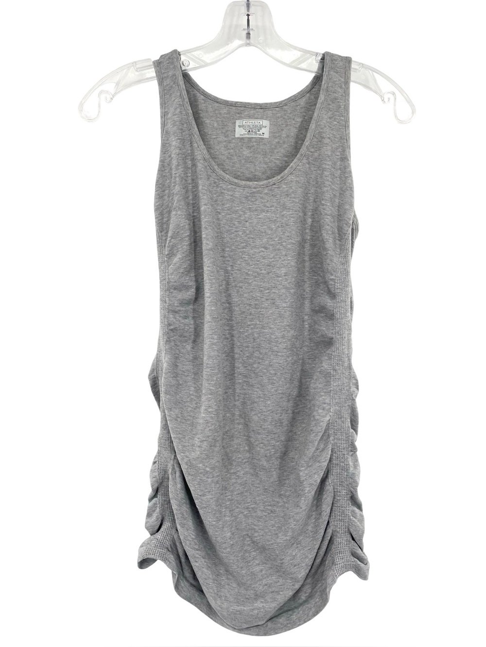 Athleta Gray Ruched Tank Top Medium Organic Cotton
